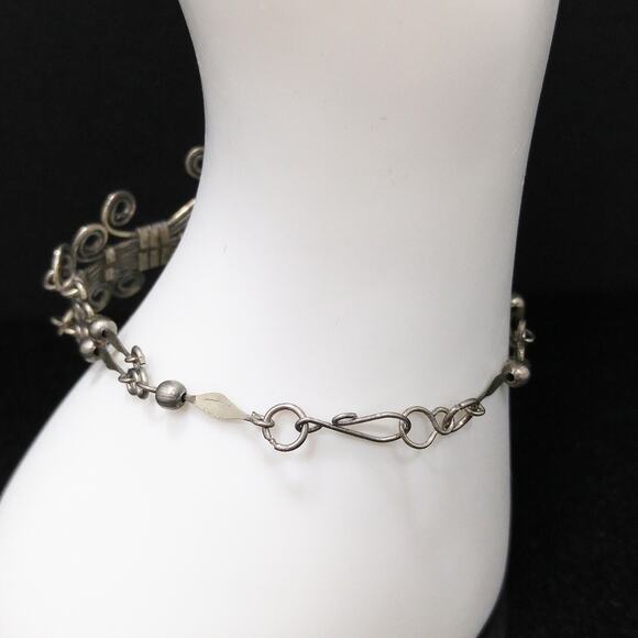 1970s Green Chrysoprase Wire Wrapped Bracelet Boho Artisan 10K Tested Vintage - Picture 10 of 10